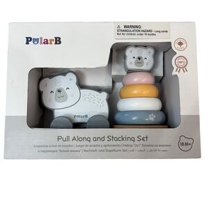 VIGA PolarB Pull Along and Stacking Set Wooden Toy Set Fine Motor NonToxic NEW